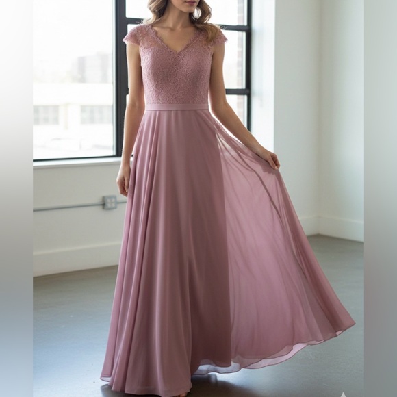 NWT Azazie Cheryl Vintage Mauve Lace Maxi Dress Sz A14 - coffeafoods.com